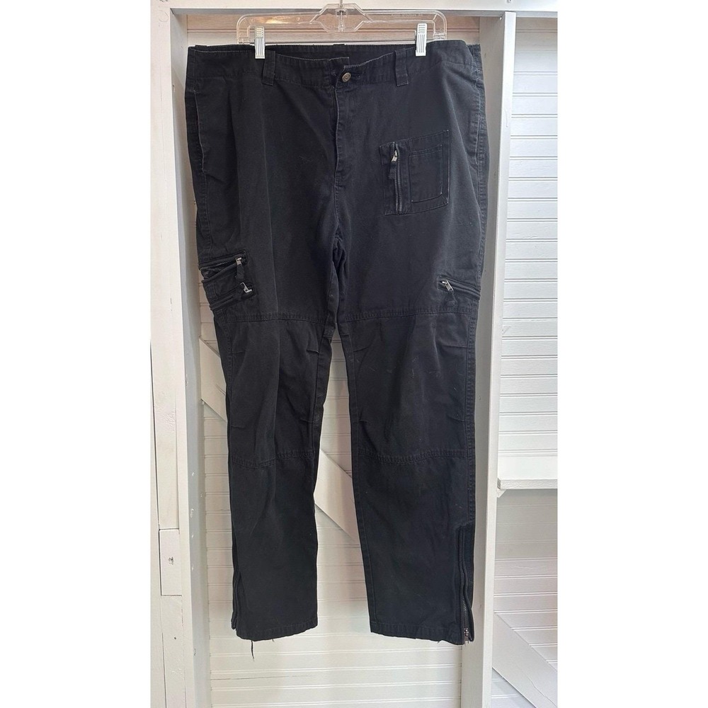 Free Knight Cargo Pants Men 38 Black Tactical Thrashed Y2K Skater Grunge Bottoms